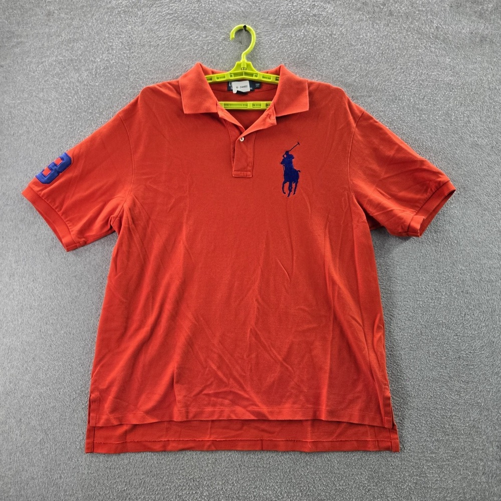 VINTAGE Polo By Ralph Lauren Men Polo 1XB BIG Red Blue Big Pony Logo Number 3
